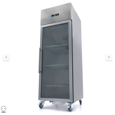  Ψυγείο - 700L - 3 ρυθμιζόμενα ράφια (2/1 GN) - ανοξείδωτος χάλυβας - με γυάλινη πόρτα